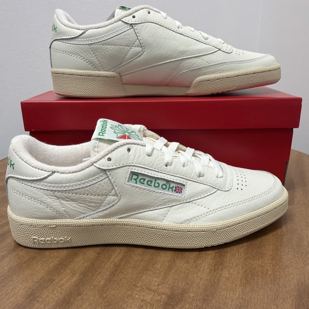 Men Reebok Club C 85 Vintage Shoes Sneakers Chalk White Green Size 9 100000317 - Picture 4 of 11